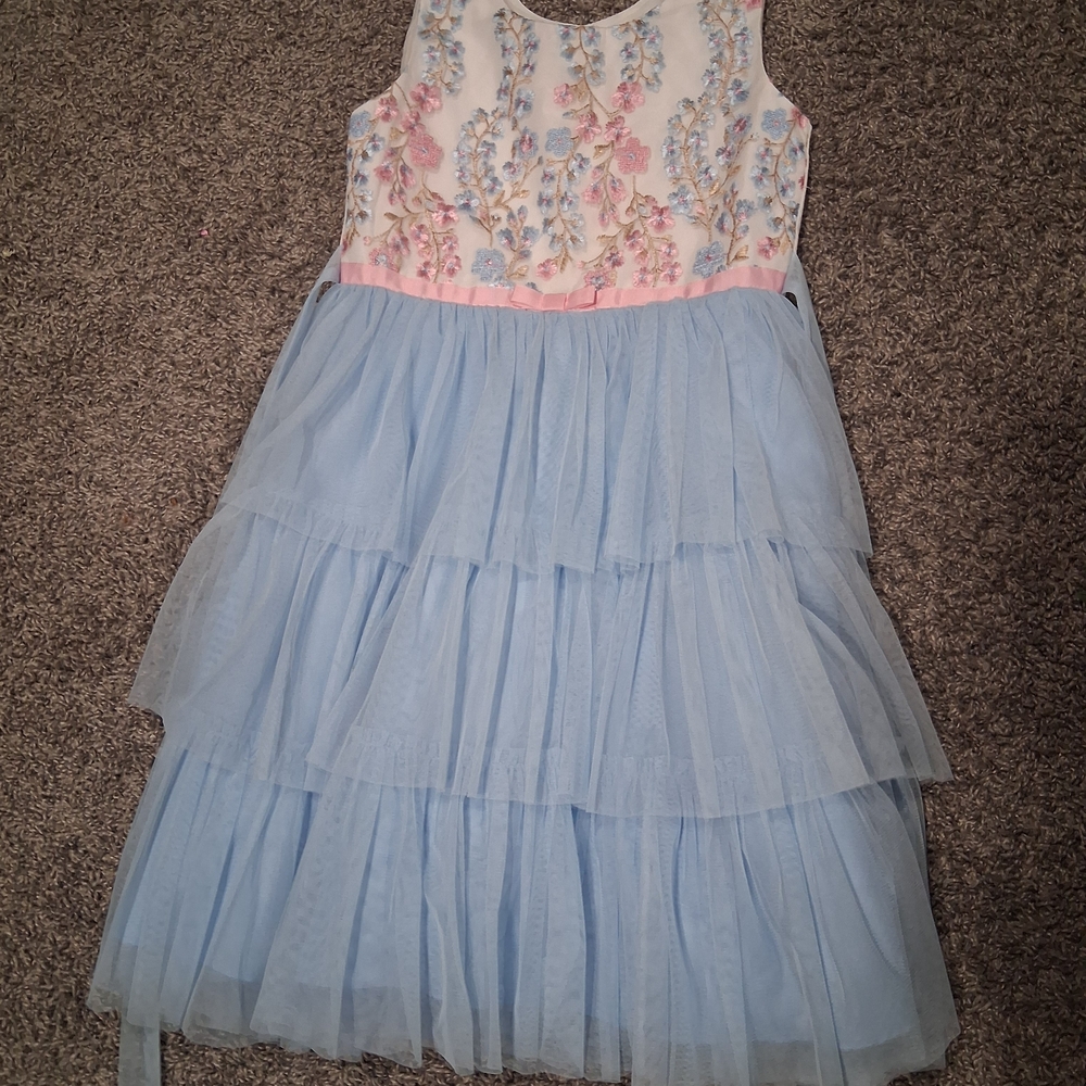 Jona Michelle Blue and Pink Floral Kids Dress
